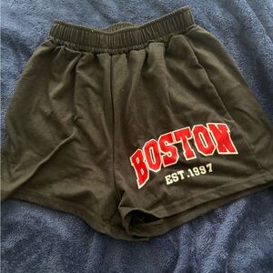SHEIN Black Boston Print Athletic Shorts